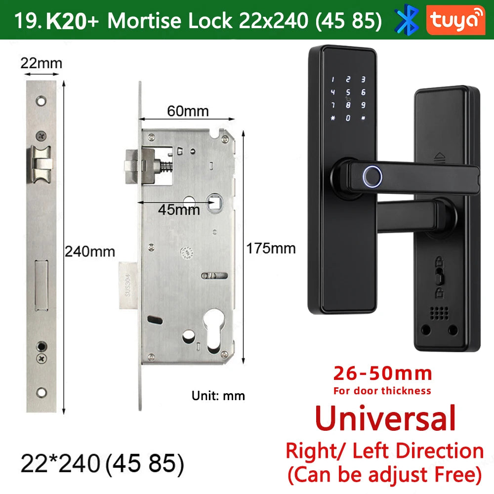 CDOK K20-Tuya Bluetooth door lock, multiple unlocking methods, suitable for office/apartment/B&B/bedroom doors