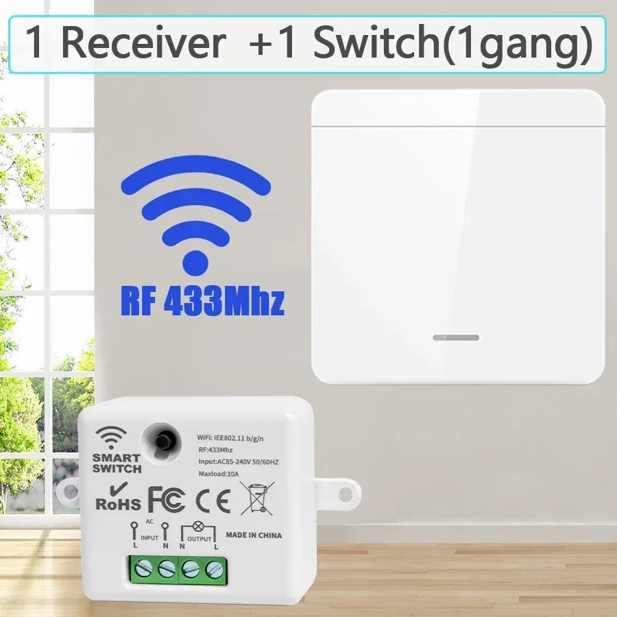 Wireless Wall Light Switch 433Mhz 1/2/3 Wall Light Panel Switch LED Interrupter Switch for Lighting 110V 220V Wireless Control