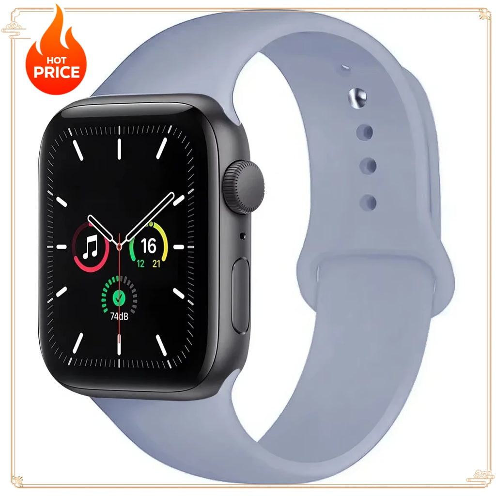 Original Silicone Strap for Apple Watch Band 38/40/41/42/44/45/46MM 49mm Bracelet for Iwatch Serie 10 9 7 4 5 6 8 SE Ultra 2 3
