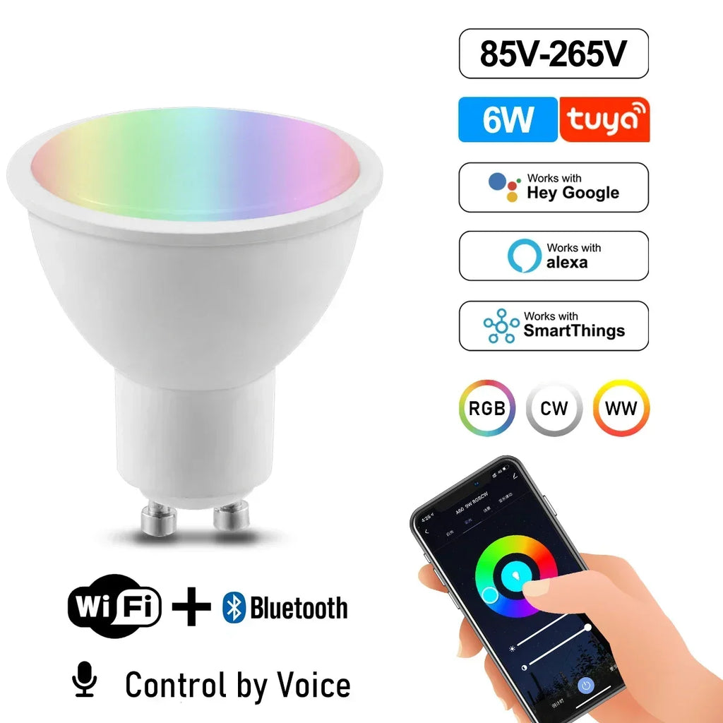 RGB Smart LED Bulb Dimmable Tuya Gu10 C37 A60 T37 E14 E27 B22 Light Wifi Magic Lamp AC 110V 220V Works with Alexa Google Home