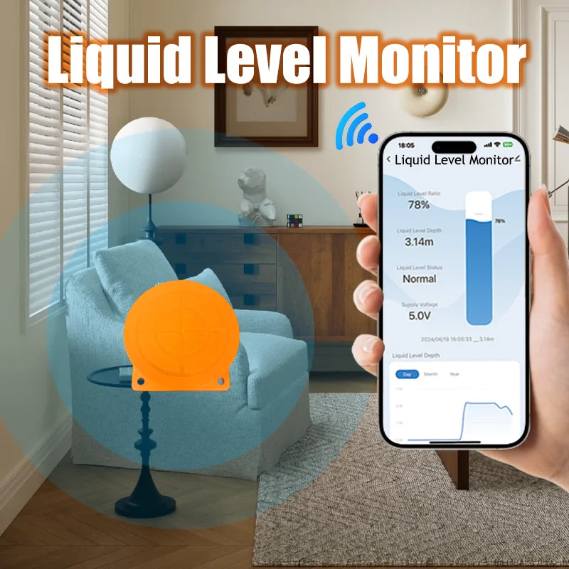ME201W Smart Home High Accuracy WIFI Remote Ultrasonic Water Tank Level Meter Sensor Wireless Water Level Sensors
