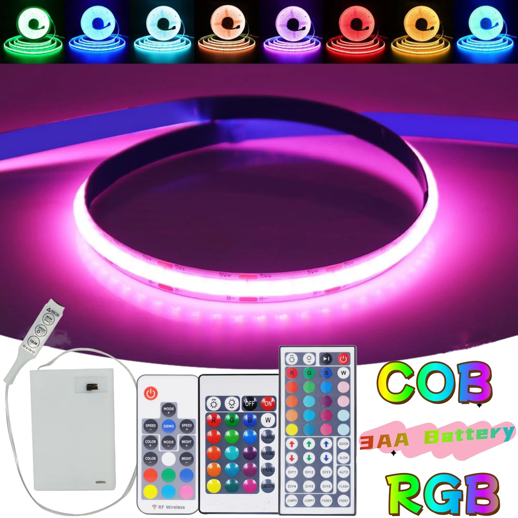 5V AA Battery RGB COB LED Strip Light Smart Bluetooth Dimmable Color Changing Flexible Tape Ribbon TV BackLight 17/24/44Key