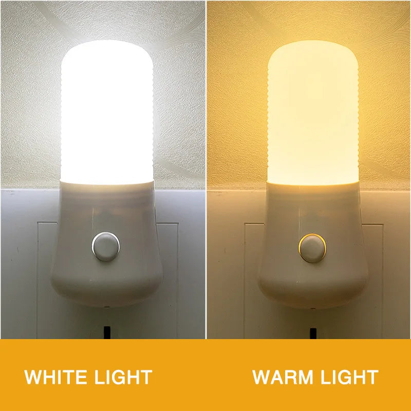 LED Night Light EU/US Plug Push Button Switch Wall Socket Lamp Bedroom Bedside Lamp Baby Room Corridor Home Decor Night Lights