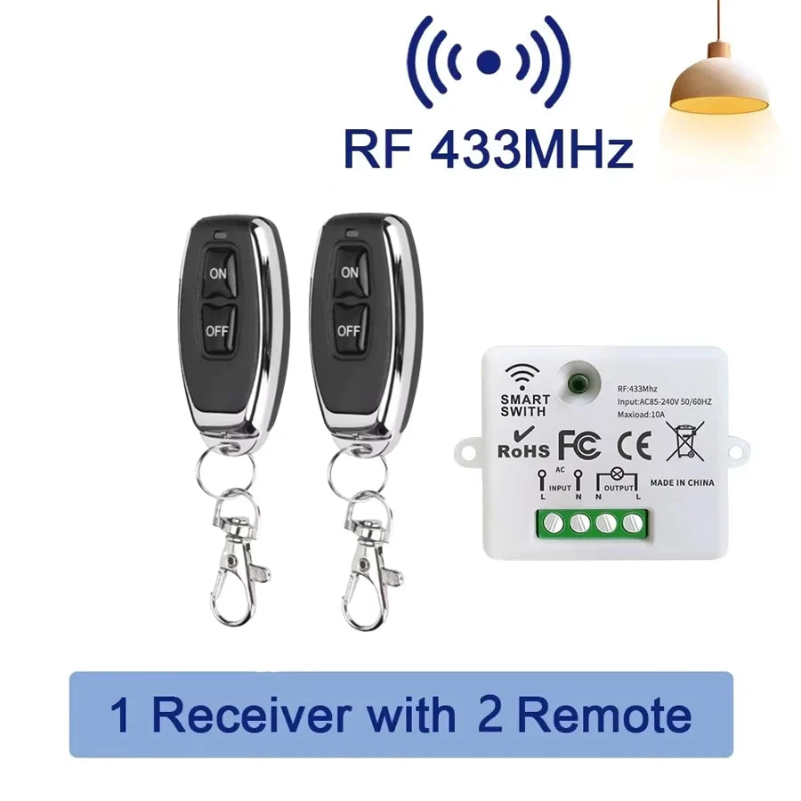 RF 433MHz Wireless Remote Control Switch Smart Home 110V 220V 10A Mini Controller Relay ON/OFF Transmitter Wall Light Switches