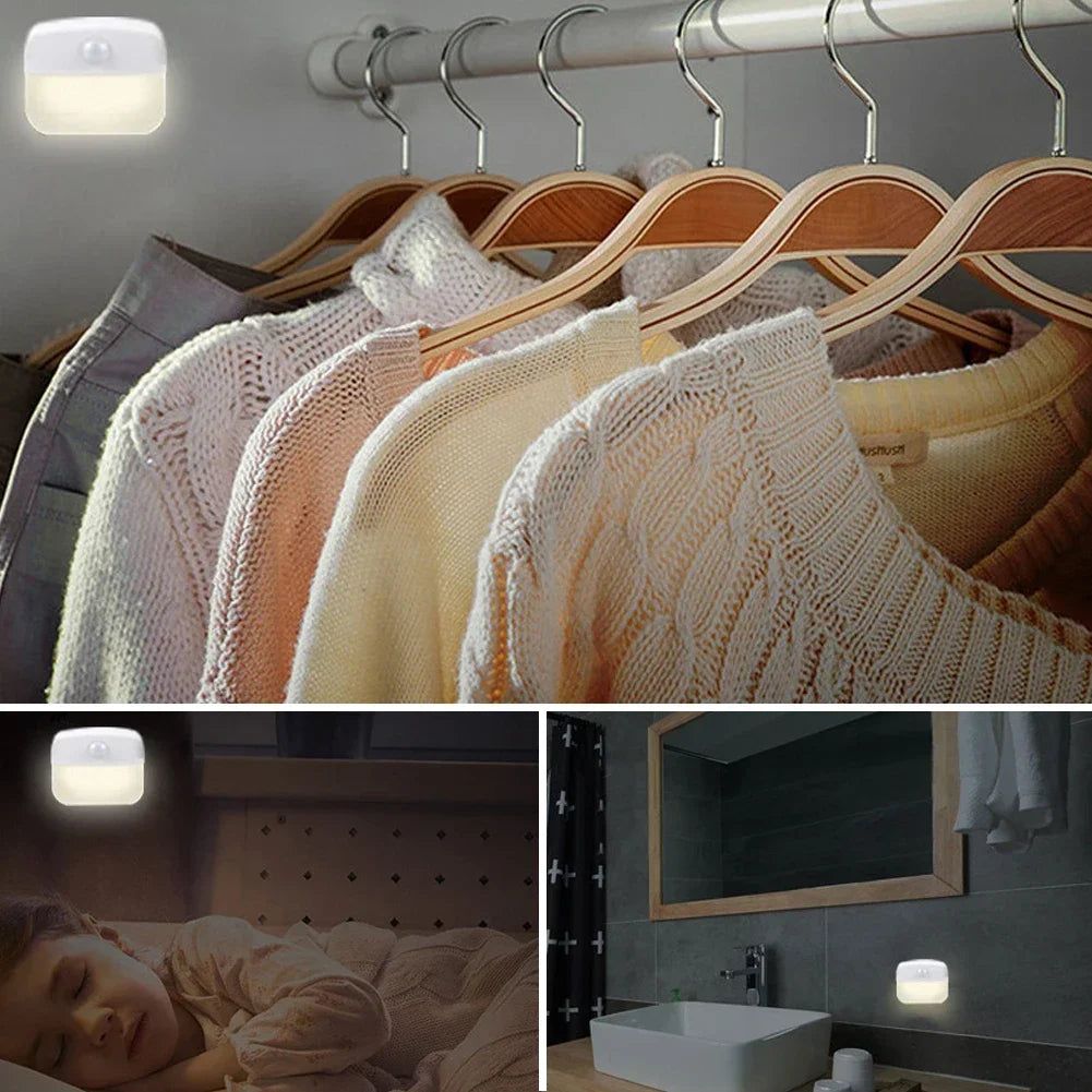 Auto ON/OFF LED Smart Night Lamp Under Cabinet Light PIR Motion Sensor Kitchen Bedroom Light for Night Cupboard Closet Stairs