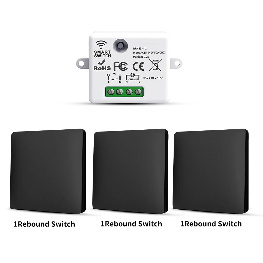 RF433 Self-Powered Wireless Light Switch, Kinetic Energy No Battery,Long Range Wall-Penetrating Signal, Easy Retrofit for Home