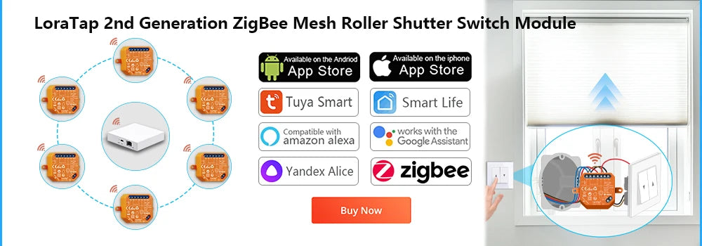 WiFi Smart Curtain Blinds Module Switch Roller Shutter Motor Tuya Wireless Remote Control Work with Alexa Google Home