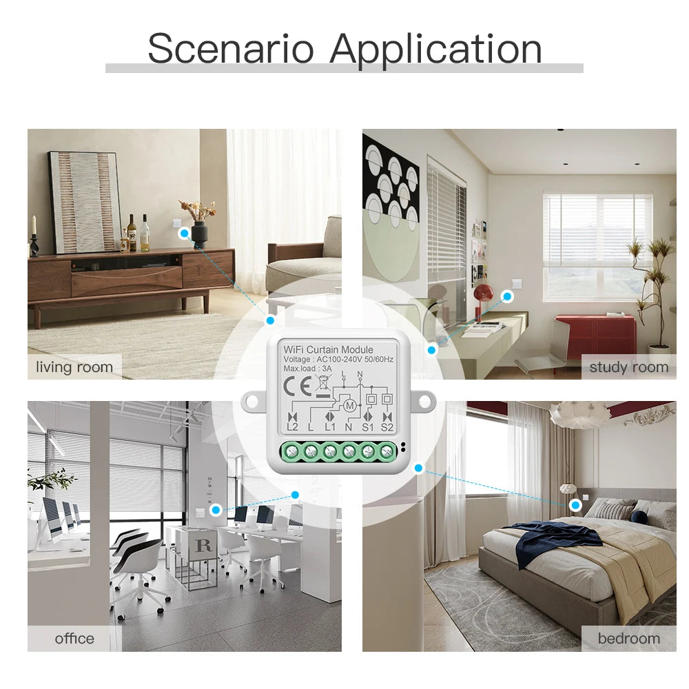 Matter Tuya WiFi Zigbee Mini Curtain Switch Interrupter Roller Shutters Smart Blind Breaker Module Work with  Alexa Google Home