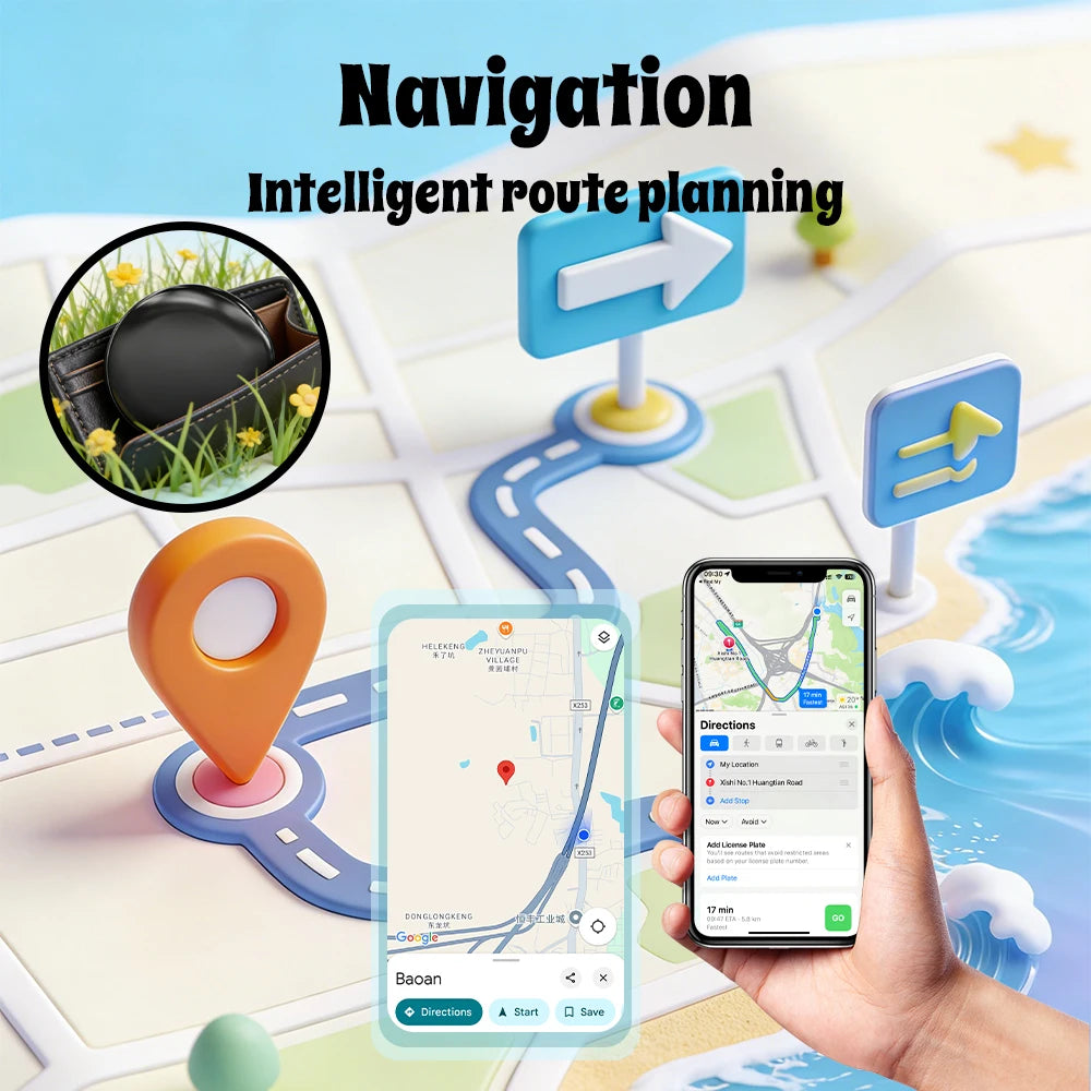2-in-1 Dual Mode Anti-lost Tracker for Android & iOS Item Finder Waterproof Pet Dog GPS Tag for iPhone Devices with Google
