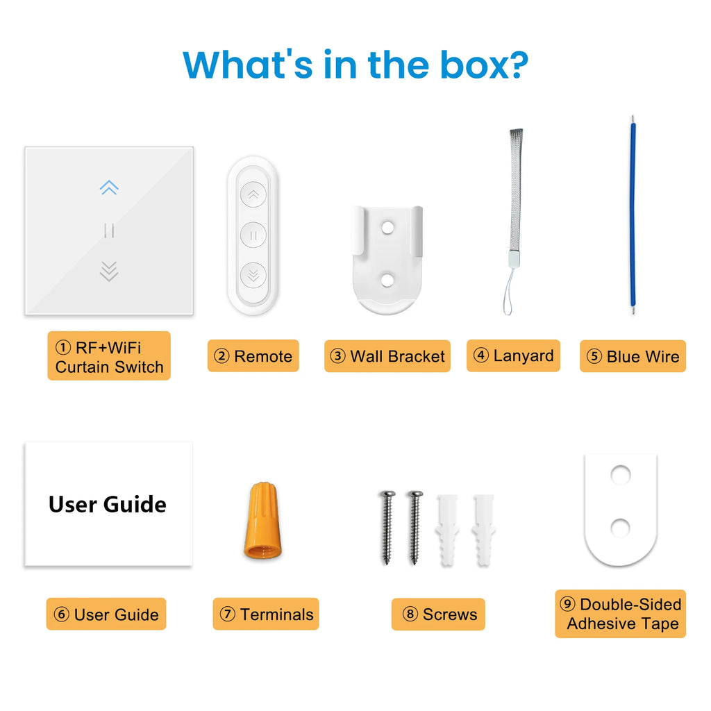 LoraTap Curtain Roller Shutter WiFi Blinds Switch Backlight Tubular Motor Tuya Smart Life App Google Home Alexa Echo