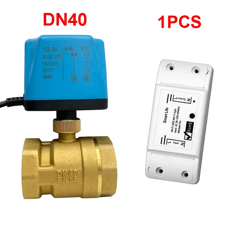 AC220V Tuya WiFi Smart Motorized Ball Valve Normally Closed Timing Water Switch Electric Valve with Smart Life Alexa Google Home