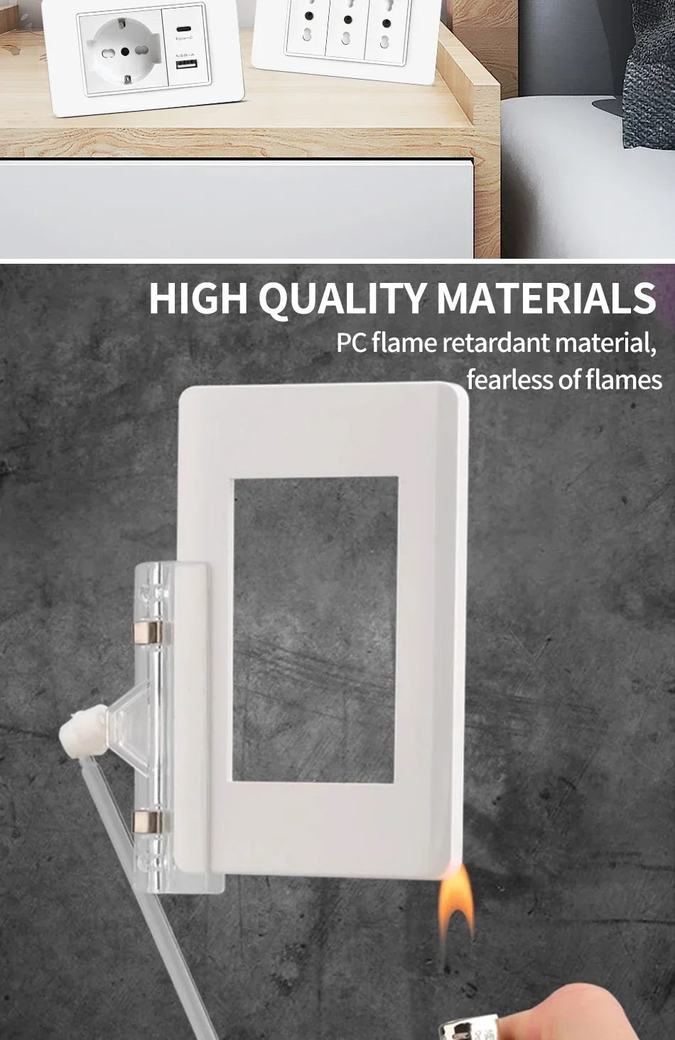 118 PC Plastic Panel Socket USB Type-C 20W Fast Charging Italy Chile Smart Wall Outlet Plug White Light Switch Home Office