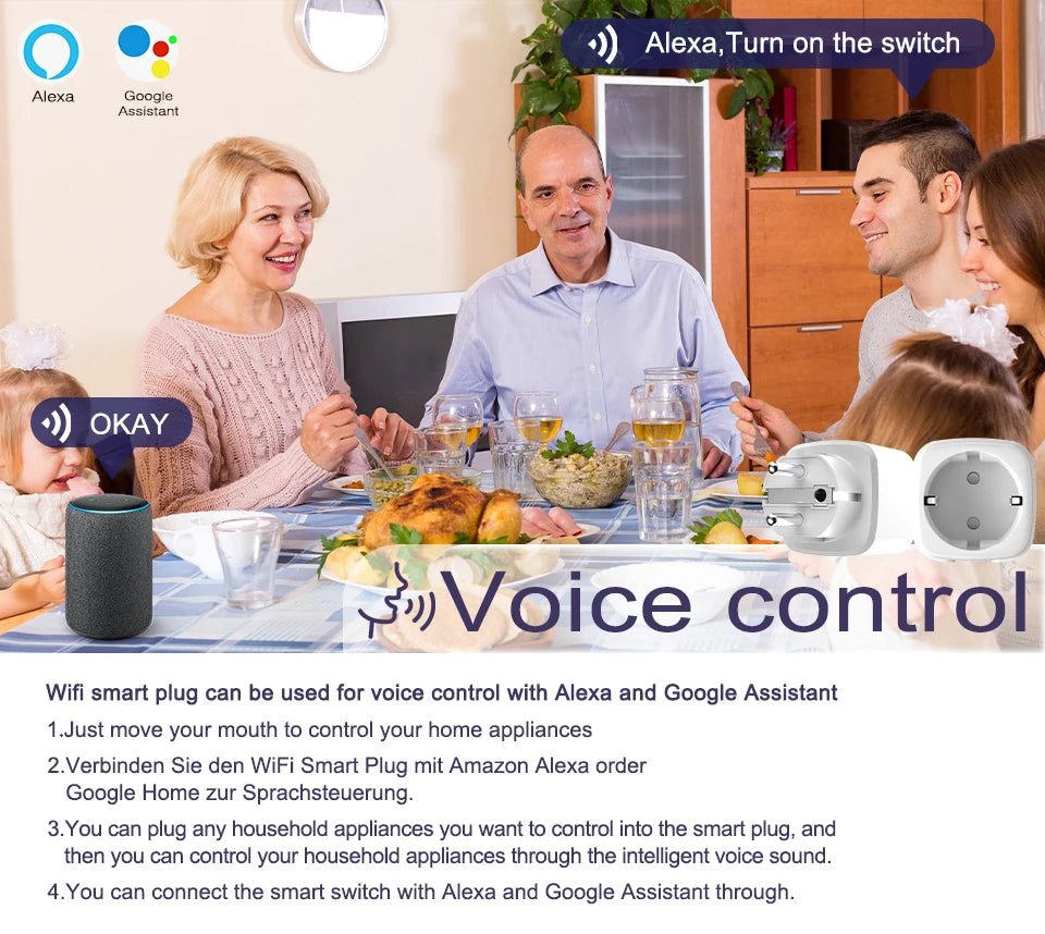 SIXWGH Smart Home Socket WiFi 16A EU/FR Plug Outlet Cozylife Remote Control Timer Power Monitor Support Voice Google Home Alexa