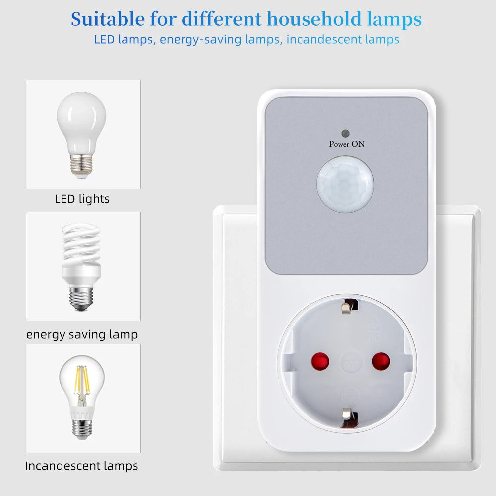 Automatic Induction PIR Infrared Sensor Socket Night Lamp Holder 110-240V 120° Degree Wide Angle Automatic Induction EU FR US UK