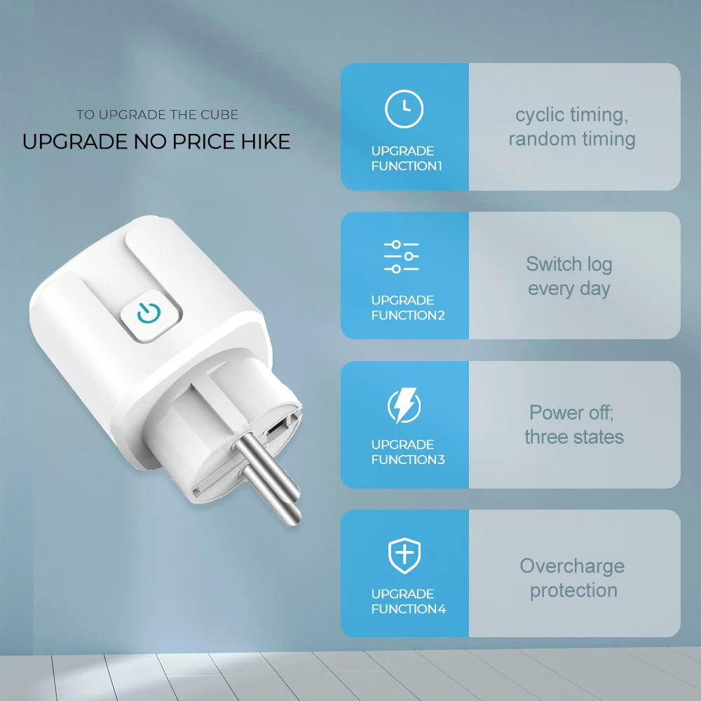 Tuya Smart Life APP Control Works With Alexa Google Home Smart Plug WiFi Socket EU 16A/20A With Power Monitor Timing Function T