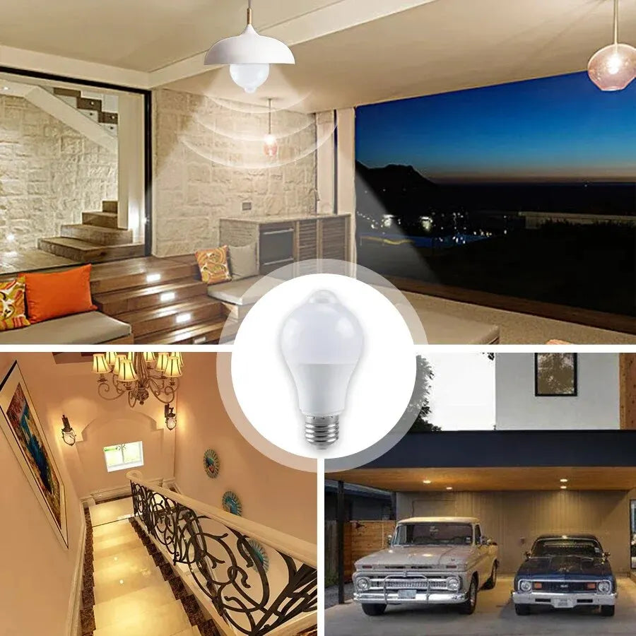 12W E27 LED Motion Sensor Bulb PIR Infrared Auto ON/OFF Night Light for Living Room Parking Hallway