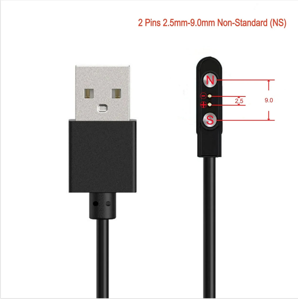 Smart Watch Magnetic Charging Cable USB Charger 2Pin 4Pin Long Power Adapter Line For Smartwatch Juicer Facial Beauty Devices