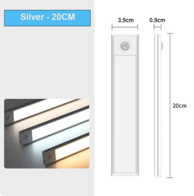 Night Light TYPE-C USB Lights Motion Sensor LED Three colors in one Lamp For Kitchen Cabinet Bedroom Wardrobe Indoor Lighting