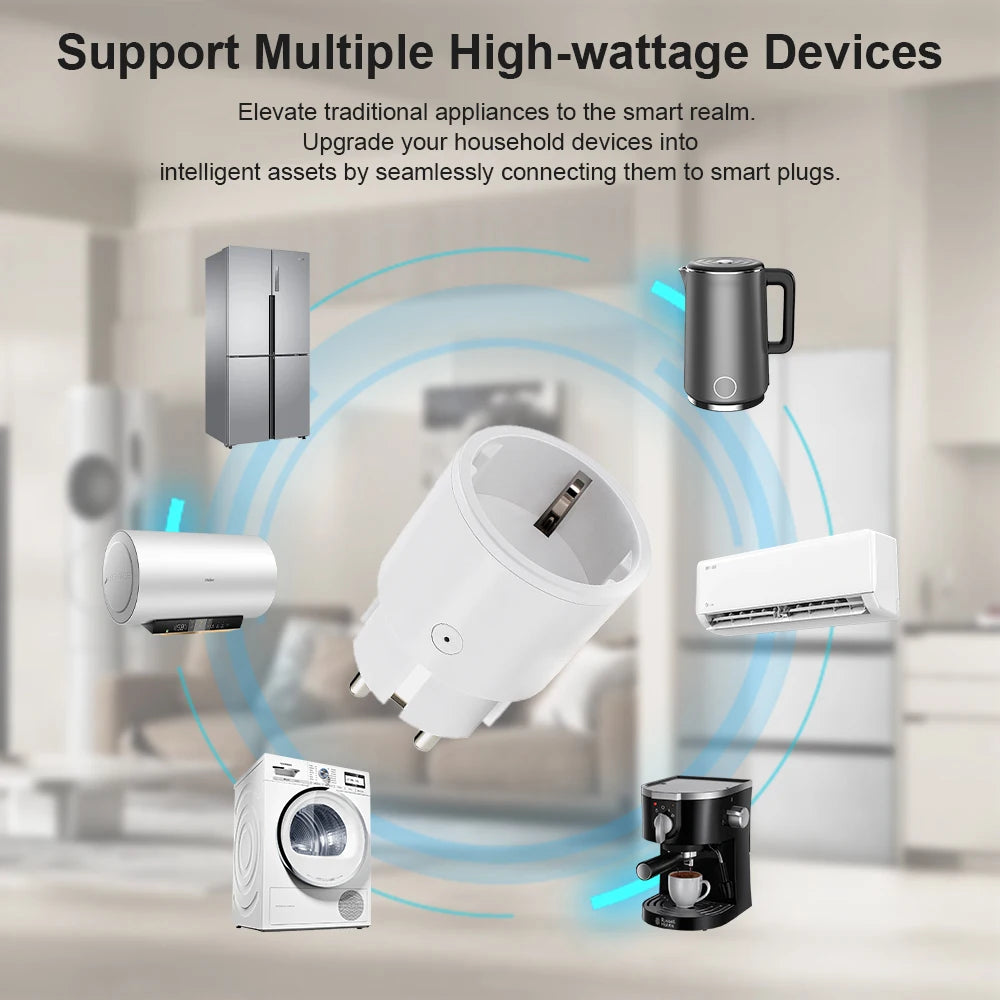 Tuya WiFi Smart Plug 10A EU Smart Socket With Power Monitoring Timing Function Voice Control Via Alexa Google Home Yandex