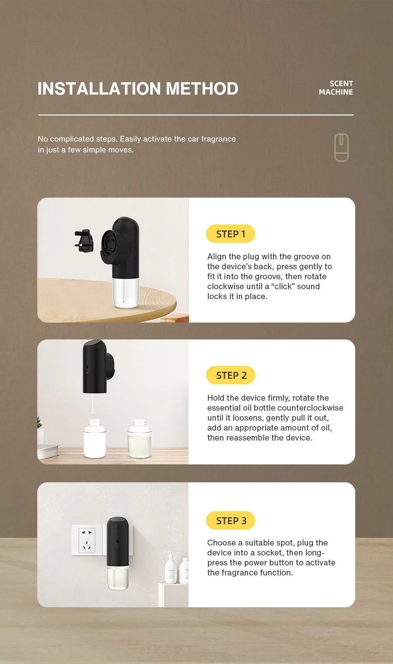NAMSTE Smart Home Fragrance Diffuser Wall Mounted Air Purifier Perfume Freshener Electric Aromatic Oil Capacity 150ml for Room