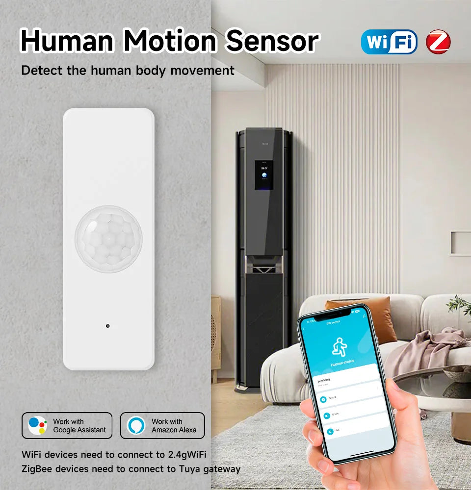Tuya Smart Home WiFi Zigbee PIR Motion Sensor Infrared Detector Security Alarm APP Notification Works With Alexa Google