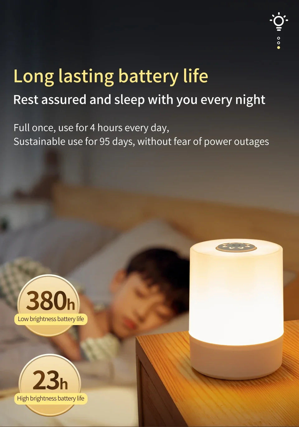 Bedside LED Touch Night Lights Dimmable Rechargeable Desktop Table Lamp For Reading Desk Bedroom Bedside Decoration Lighting