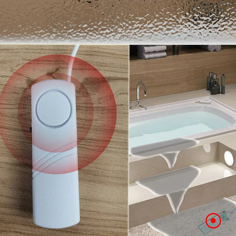 Water Leak Detector Instant 90dB Alarm Flood Sensor 1M Cable Audio Alert Battery Powered for Pipe / Floor / Kitchen / Bathroom