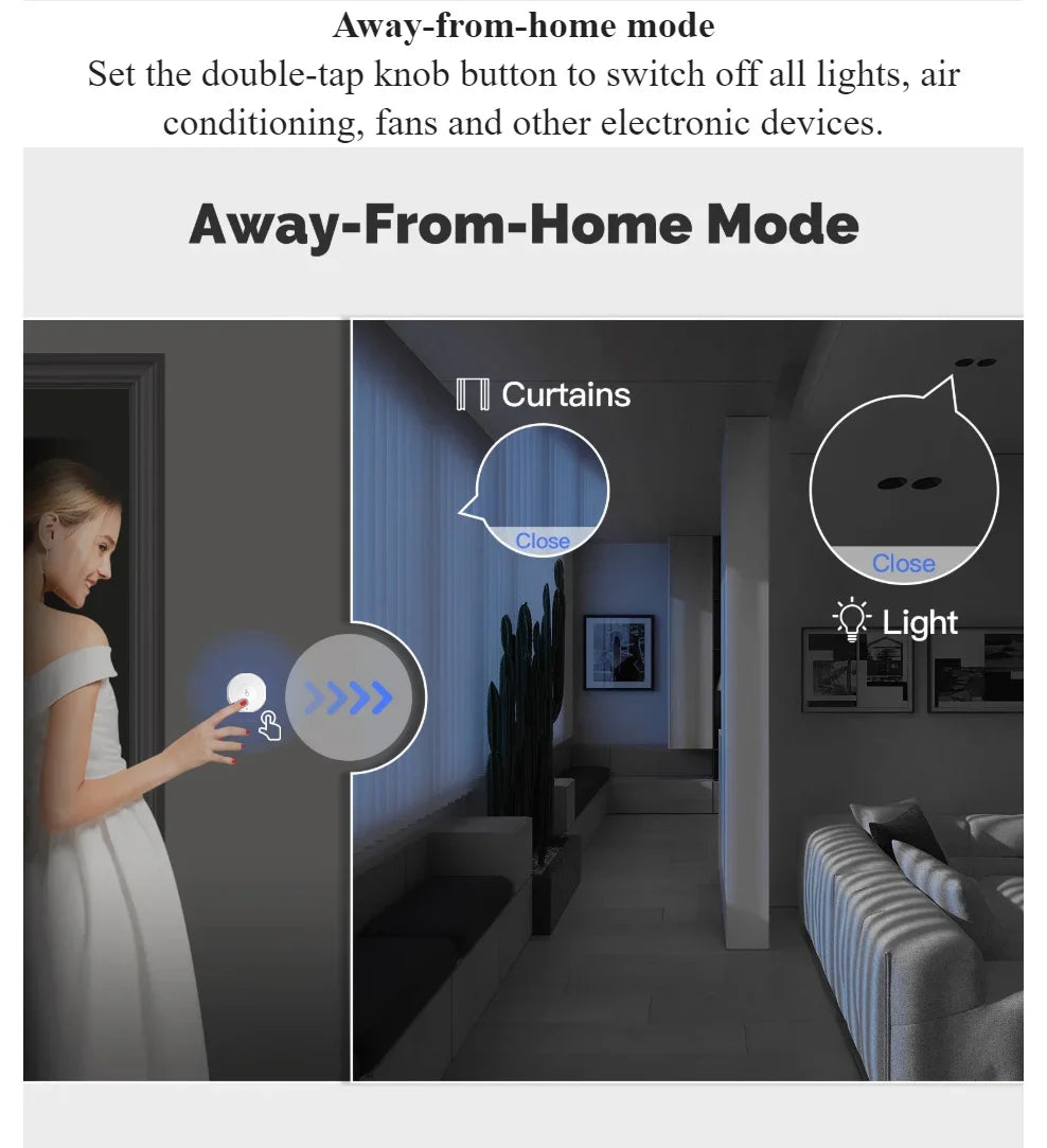 Smart Scene Switch Wireless Zigbee Tuya, Mini Remote Control for Smart Life, Create 3 Scenes, Perfect for Bedroom Kitchen