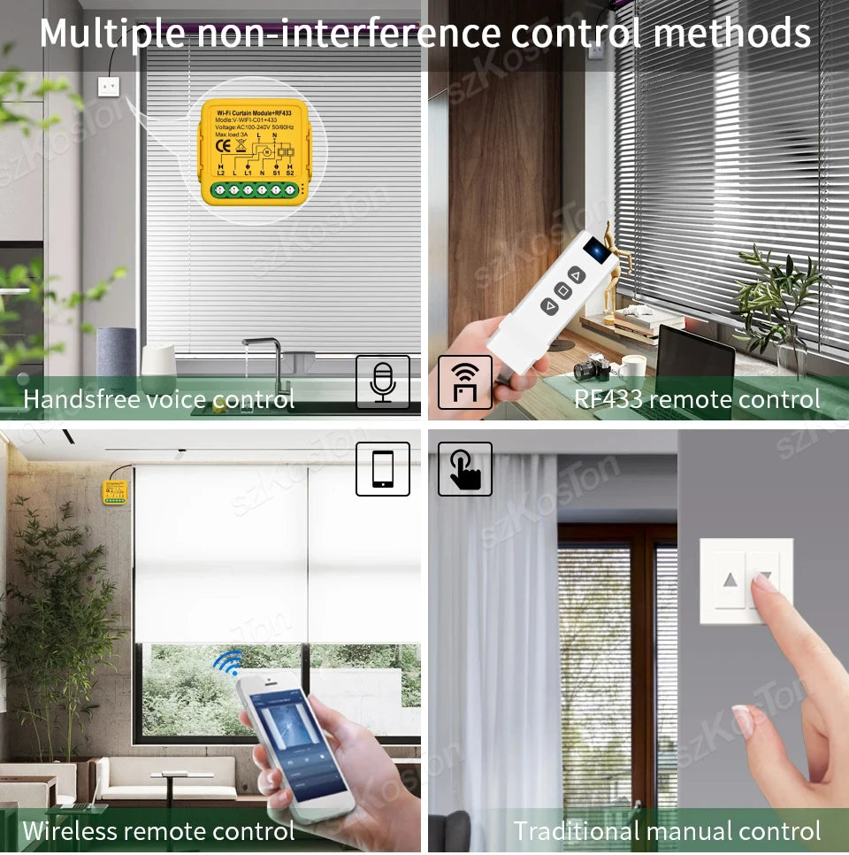 Tuya Curtain Motor Smart Switch ZigBee WiFi RF433 3 Options Roller Blinds Shutter Motor Switch Controller Voice for Alexa Google