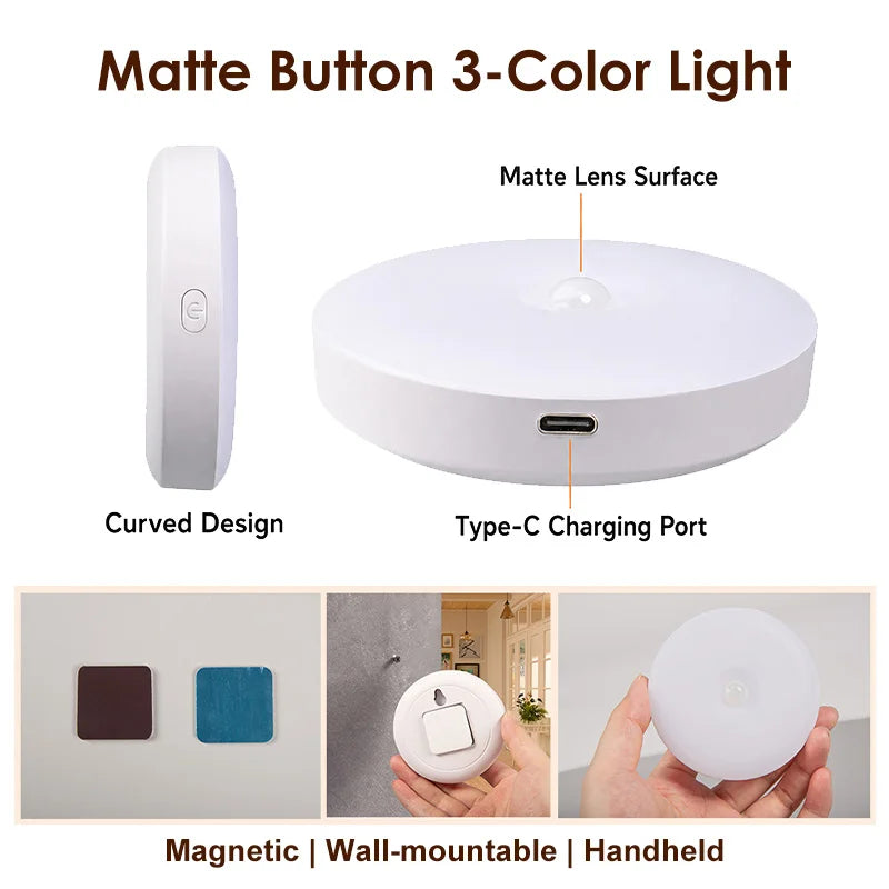 Magnetic LED Cabinet Light USB Rechargeable Motion Sensor Smart Emergency Night Lamp For Closet Cupboard