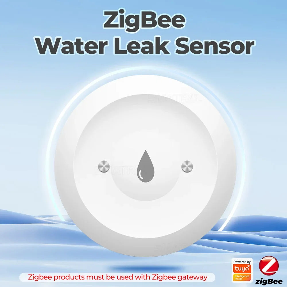 For Tuya Zigbee Water Leak Detector Smart Home Flood Sensor Real-Time Smart Life APP Alerts and Alarm History