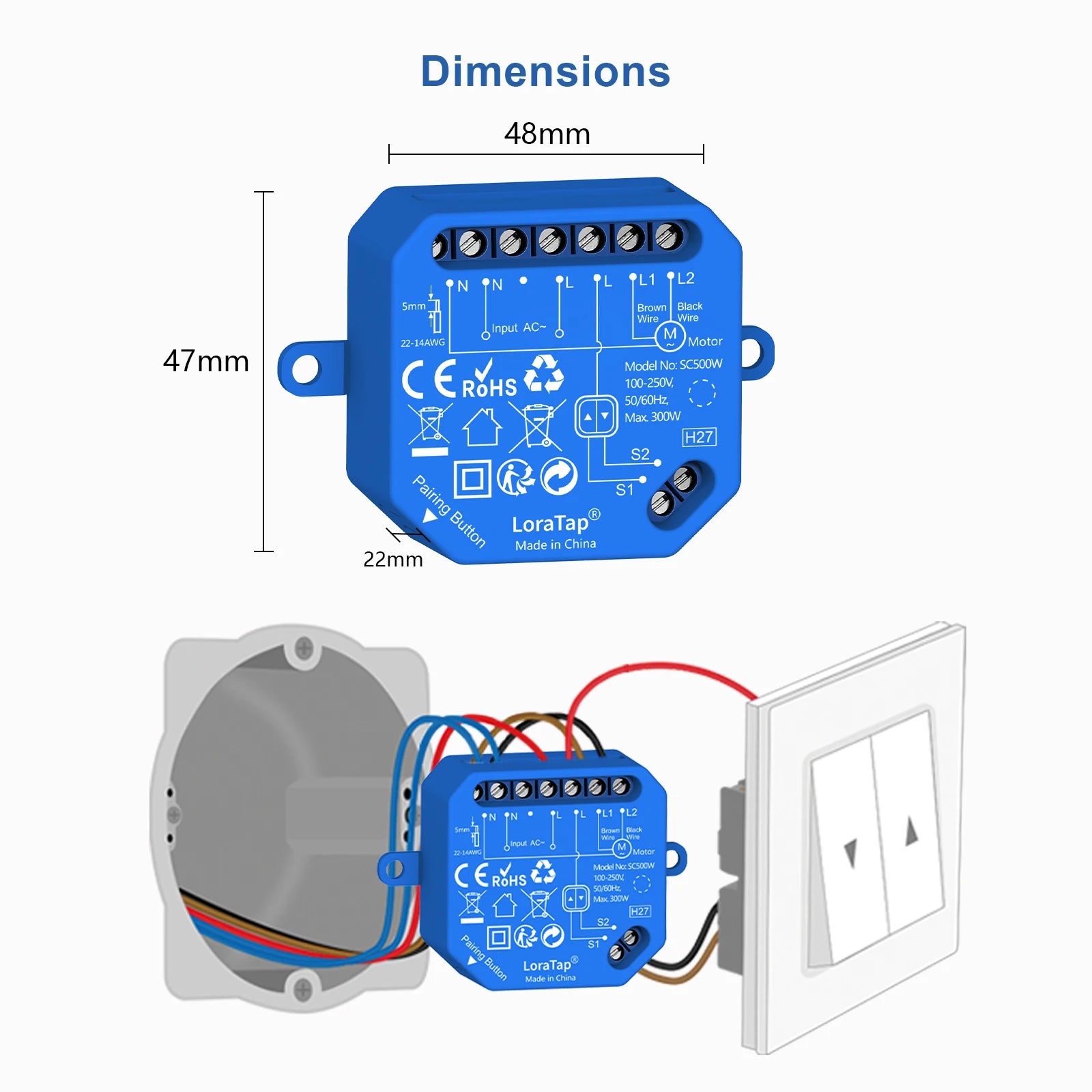 Wireless Roller Shutter Blinds Switch for Tubular Motors Percentage Progress Tuya Smart Life App Remote Control Google Assistant