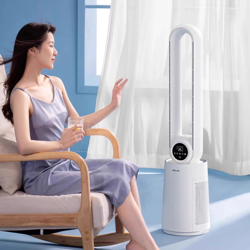 ‌Smart Bladeless Tower Fan‌-AI Climate Control with 3 Airflow Modes 24H Schedule & Ultra-Quiet Operation Baby-Safe AC Companion
