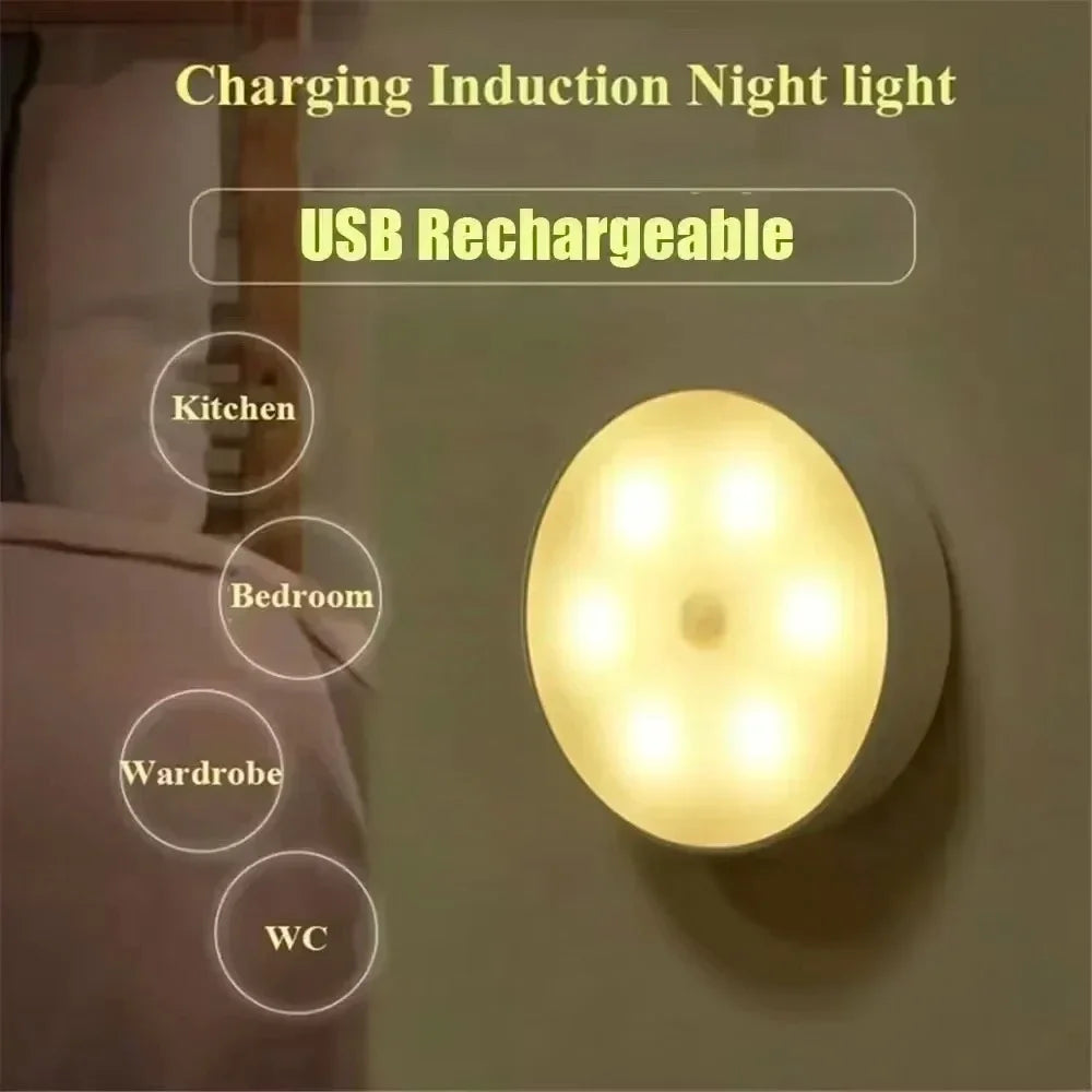 USB Rechargeable Motion Sensor Night Light LED Lamp for Kitchen Bedroom Stairs Hallway Cabinet Closet Wardrobe -Energy Efficient