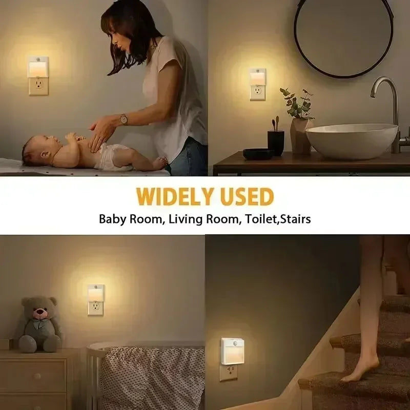 LED Night Light EU US UK AU Plug In Smart Motion Sensor Light Wall Lamp for Home Aisle Hallway Stair Kitchen Bedroom Night Lamp