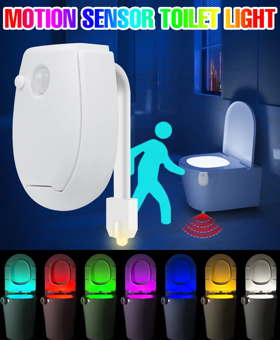 RGB LED Toilet Bowl Lamp PIR Smart Motion Sensor Night Lights AAA Battery Powered For Washroom Bathroom WC Toilet Seat Backlight