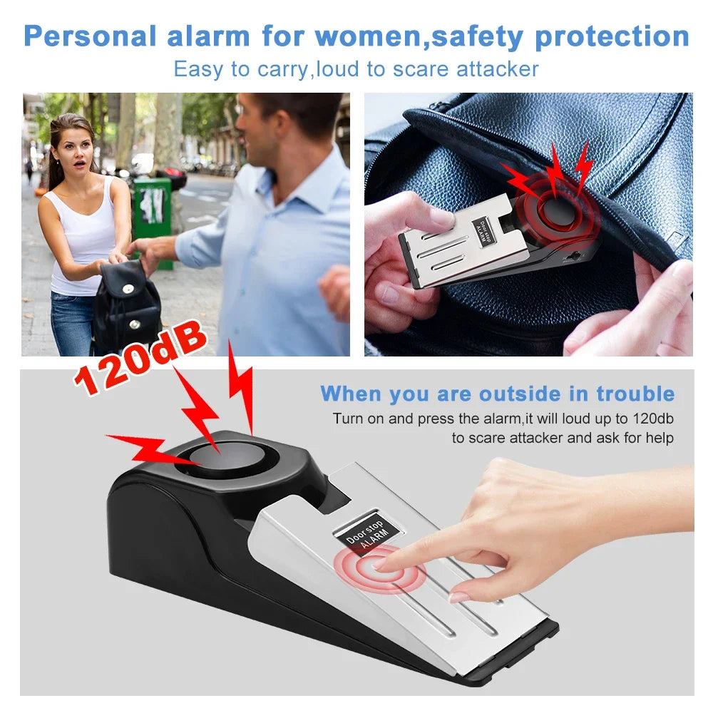 1/2Pcs 120DB Portable Wireless Door Stop Alarm Home Security System Siren Sound Burglar Intruder Alert for Travel