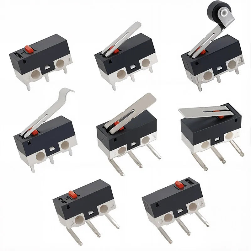 20PCS Mini Micro Limit Switch C NO NC 3 Pins PCB Terminals SPDT 1A 125V Roller Arc lever Snap Action Push Micro Mouse switches