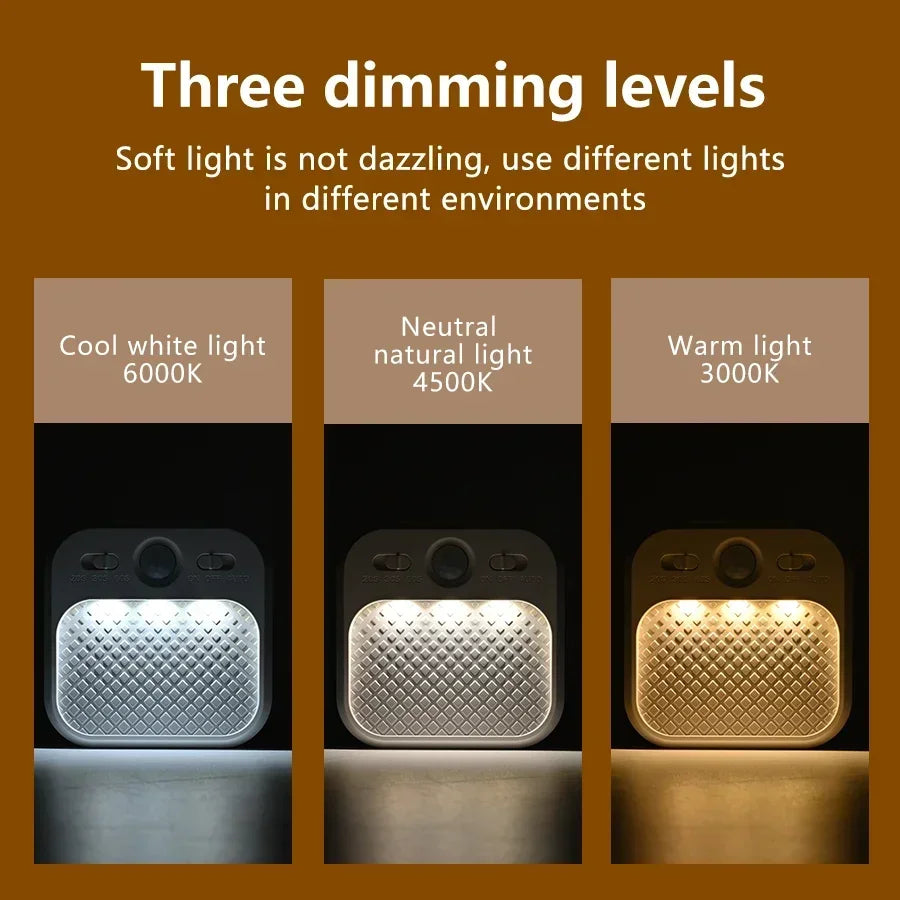 PIR Motion Sensor LED Night Light USB Rechargeable Night Lamp for Bedroom Staircase Hallway Wardrobe Closet Cabinet Lighting