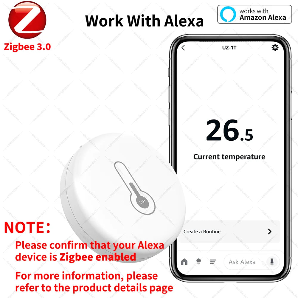Zigbee 3.0 Sensor Temperature Humidity Sensor Zigbee Hub Required workwith Home Assistant Yandex Alexa ZHA Zigbee2MQTT HA