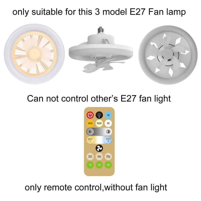 Remote Control for E27 Indoor Led Light Ceiling Fan Bedroom Kitchen Decor Lamps