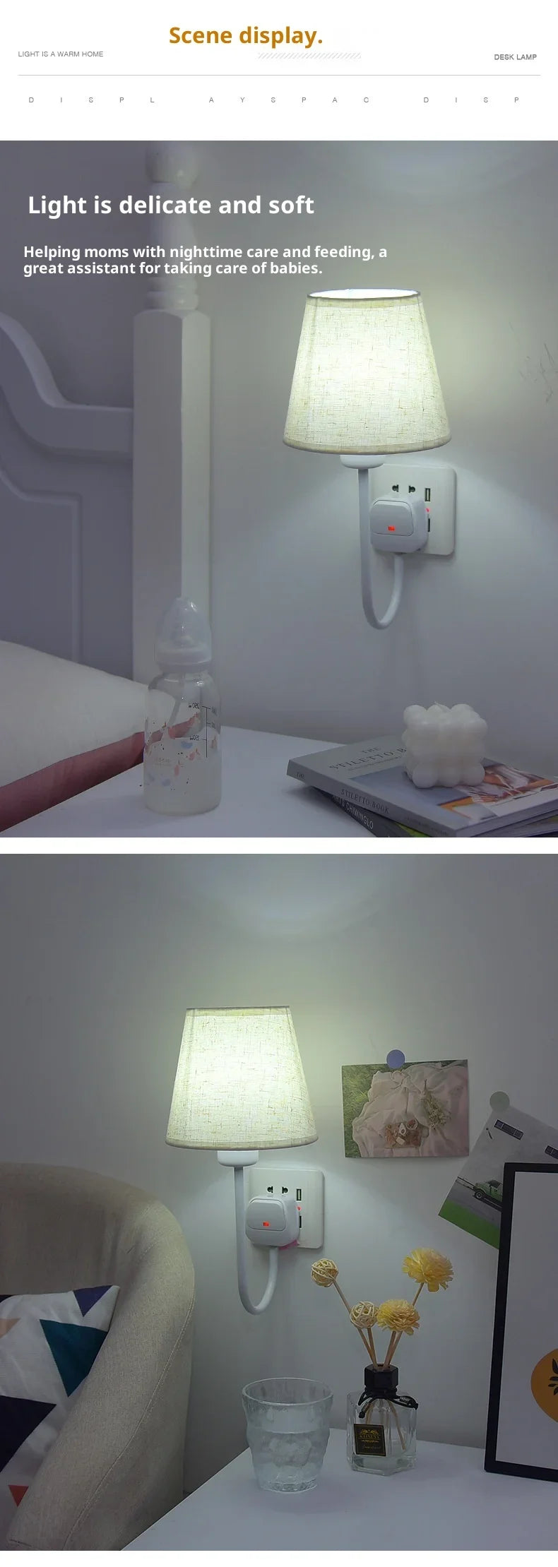 Remote Control Led Night Light Plug-in Eye Protection Sleep Soft Light Confinement Baby Feeding Wall Lamp Bedroom Bedside Lamp