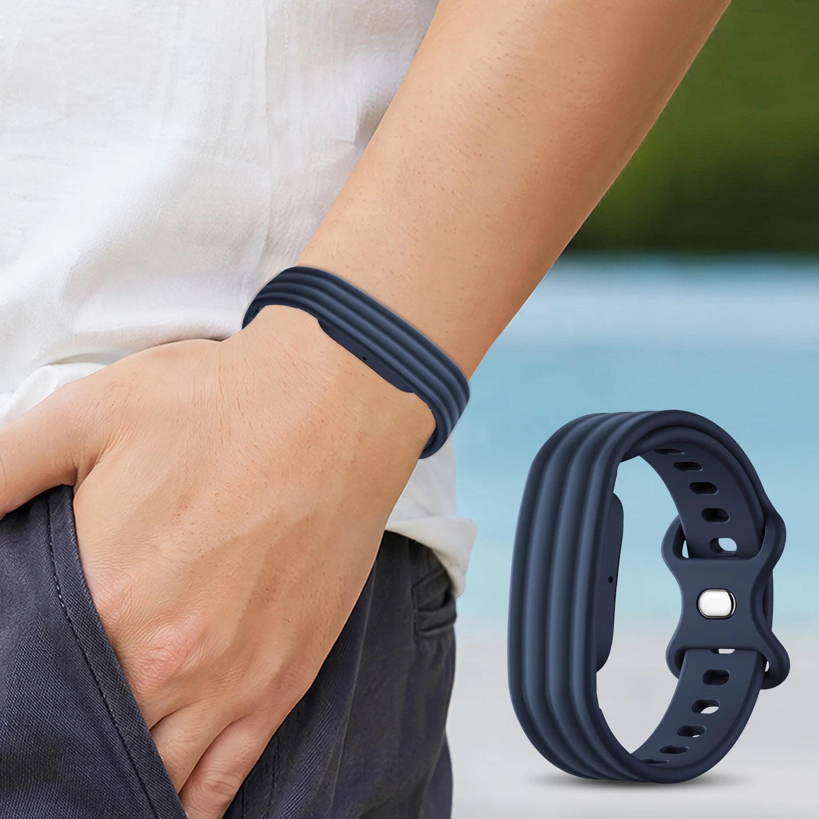For Google for Fitbit Air Strap Sports Silicone Adjustable Replacement Wristband Breathable Fitness Tracker Bracelet Accessories