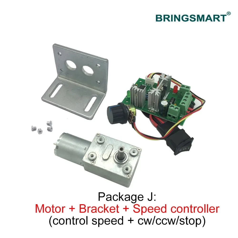 Bringsmart JGY-370 Worm Gear Motor 6v High Torque 12V DC Motor Low Speed 12 Volt Reducer Micro Self-lock Electric Motor