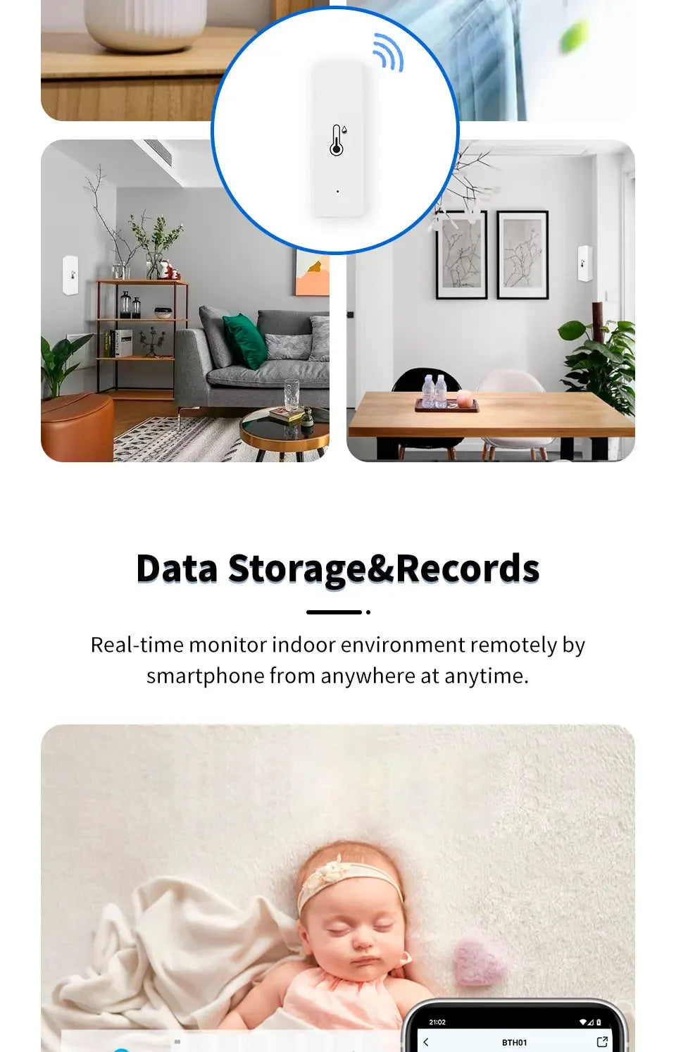 Tuya WiFi Temperature and Humidity Smart Home Thermometer Hygrometer APP Remote Alarm Work with Alexa Google Home