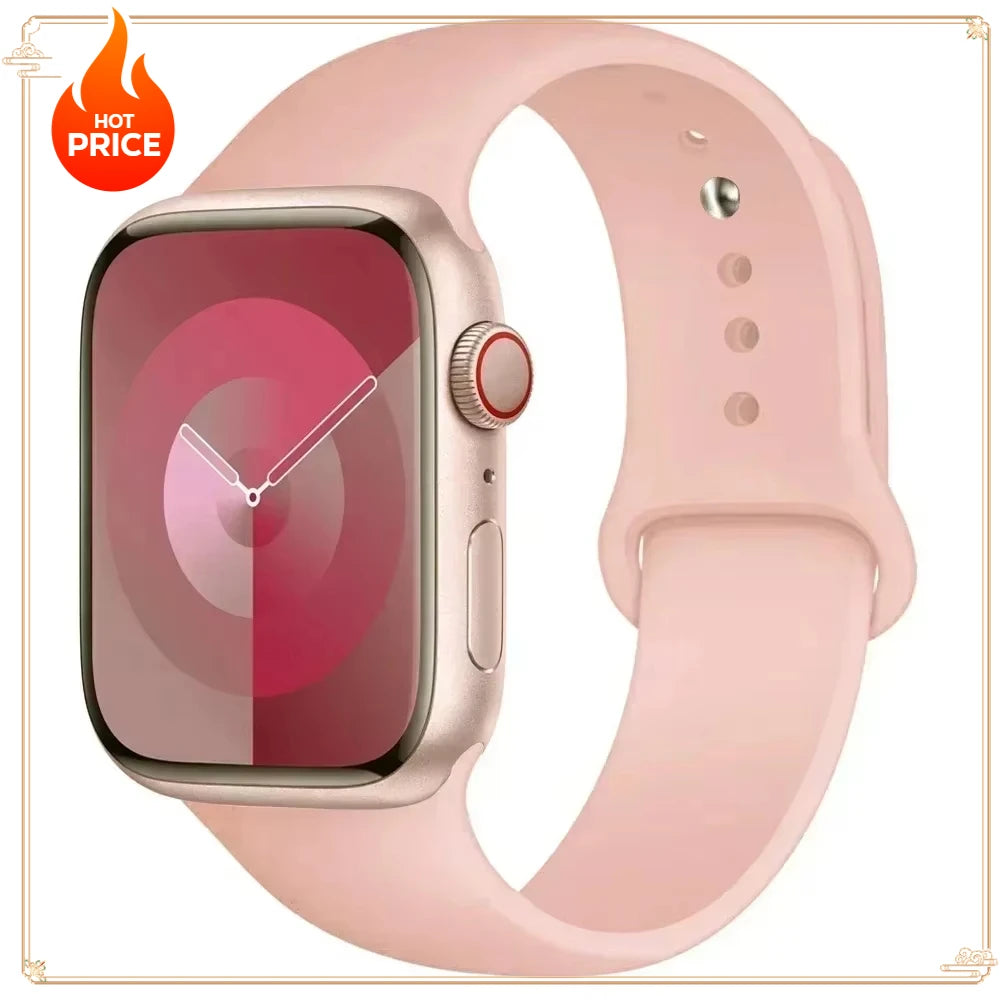 Original Silicone Strap for Apple Watch Band 38/40/41/42/44/45/46MM 49mm Bracelet for Iwatch Serie 10 9 7 4 5 6 8 SE Ultra 2 3