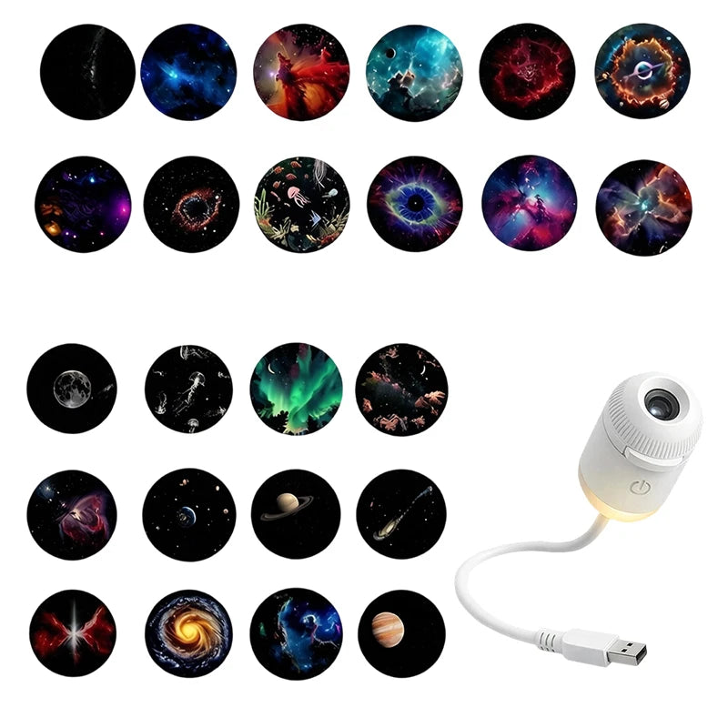Wireless Galaxy Projection Led Night Light Rechargeable Wall Atmosphere Lamp For Car, Living Room Bedroom Home Decor Lighting