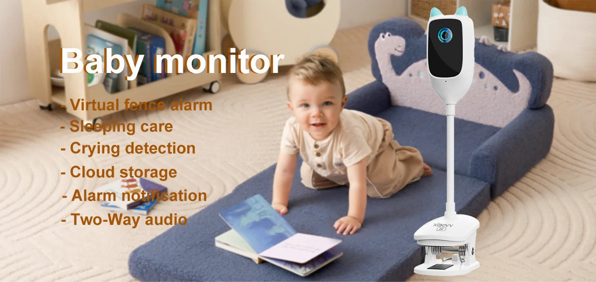 4MP WiFi xiaovv indoor Baby Monitor Two-Way Audio Motion Detection Night Vision Baby Camera for Home Security 360°