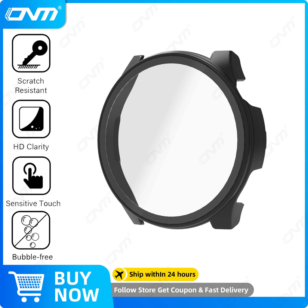 Glass+Case for Haylou Watch 4S Tempered Glass Anti-scratch Screen Protector & Hard PC Protective Bumper Covor Accessories