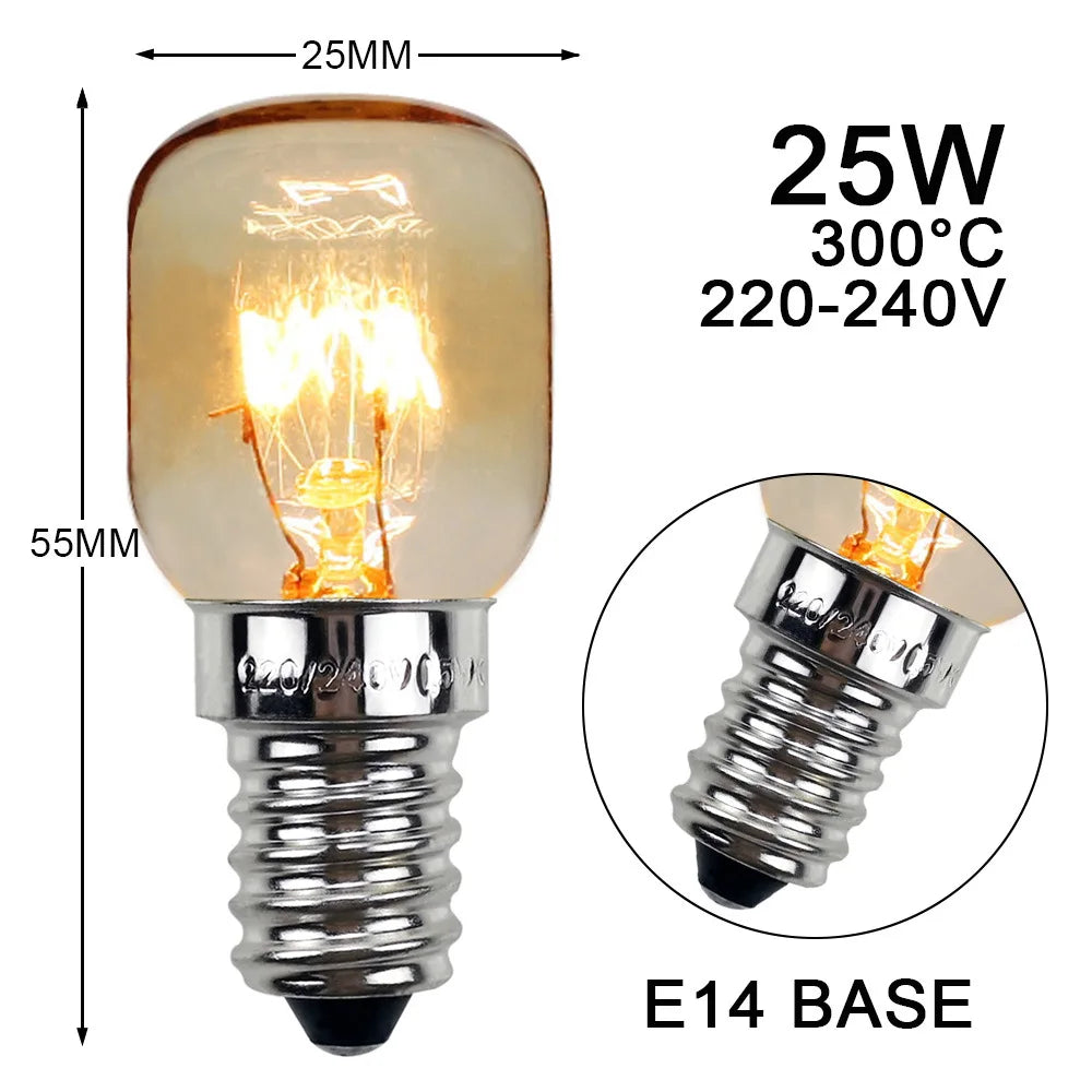 CE14 Small Bulb 25W Aromatherapy Bulb Oven Bulb Heat-resistant Material Salt Crystal Lamp For Professional Kitchens Lighting